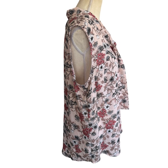 Liz Claiborne Career Floral Tie Neck Blouse - Picture 6 of 7